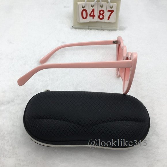 Pink Heart-shaped Retro Vintage Sunglasses - Picture 2 of 4